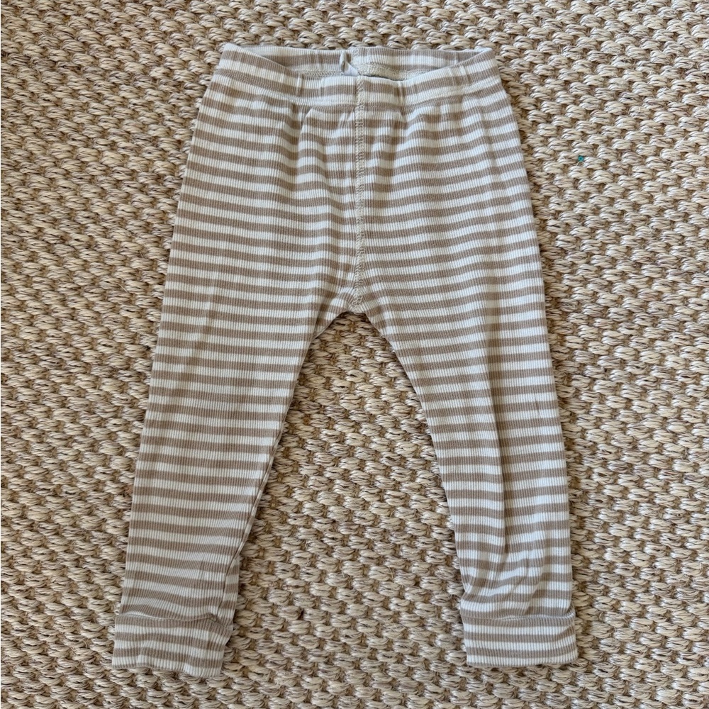Quincy Mae Tan and White Striped Kids Casual Bottoms
